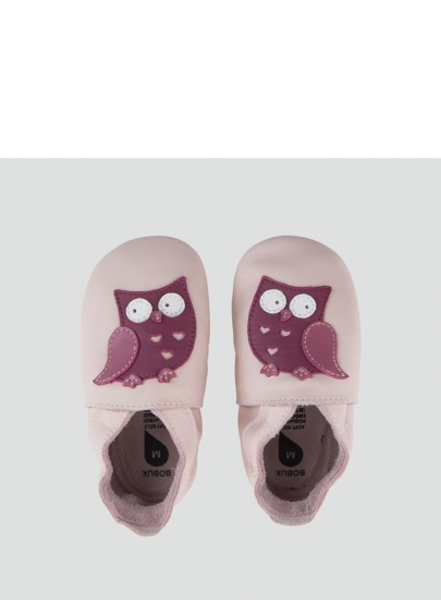 Różowe Skórzane Kapcie z Sową BOBUX Soft Sole 1000-010-04 BLOSSOM OWL