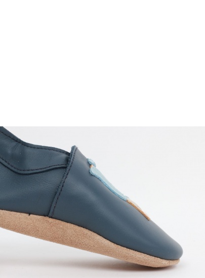 Granatowe Skórzane Kapcie z Sową BOBUX Soft Sole 1000-011-01 NAVY OWL