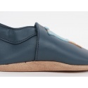 Granatowe Skórzane Kapcie z Sową BOBUX Soft Sole 1000-011-01 NAVY OWL
