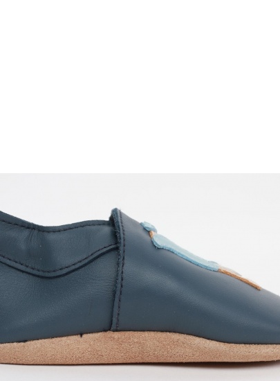 Granatowe Skórzane Kapcie z Sową BOBUX Soft Sole 1000-011-01 NAVY OWL