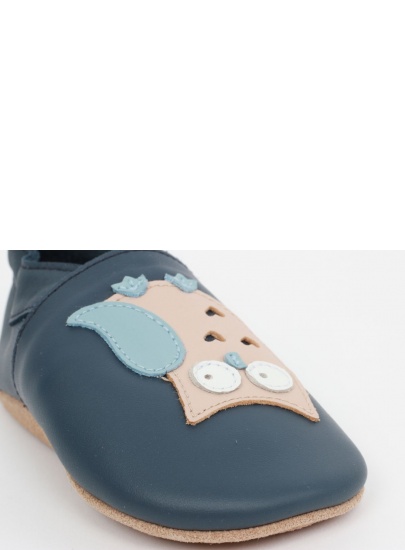 Granatowe Skórzane Kapcie z Sową BOBUX Soft Sole 1000-011-01 NAVY OWL