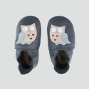 Granatowe Skórzane Kapcie z Sową BOBUX Soft Sole 1000-011-01 NAVY OWL