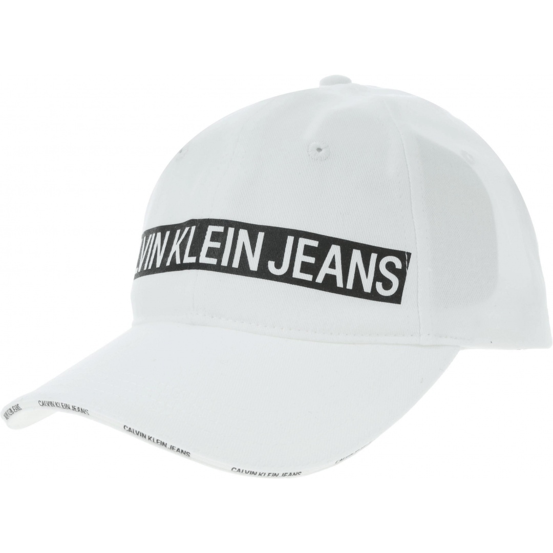 Biała Czapka Z Daszkiem CALVIN KLEIN JEANS Logo Tape Cap W K60K605695 102