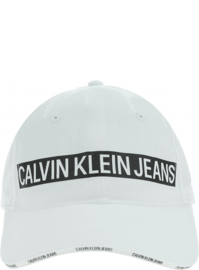 Biała Czapka Z Daszkiem CALVIN KLEIN JEANS Logo Tape Cap W K60K605695 102