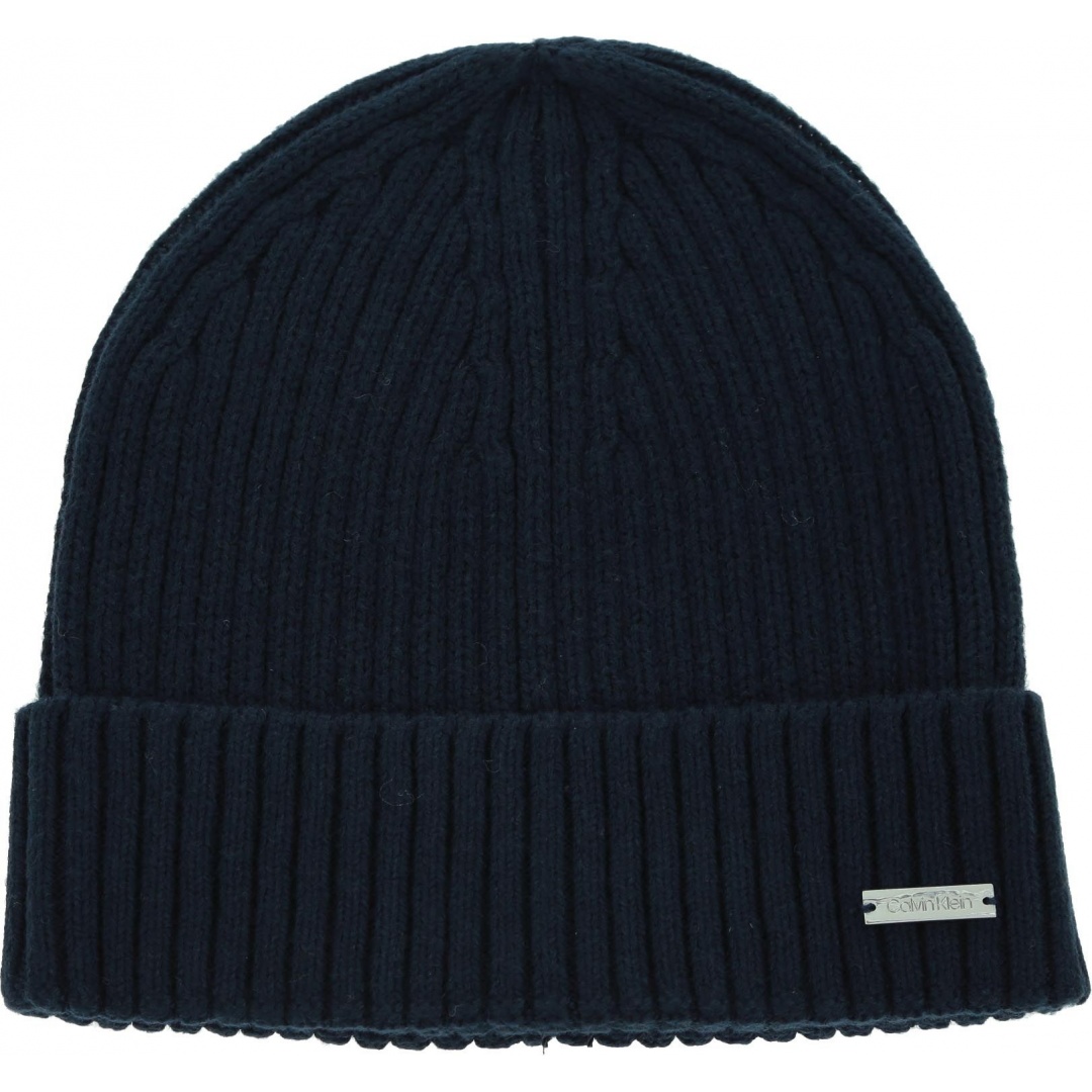 Granatowa Zimowa Czapka CALVIN KLEIN JEANS Basic Rib Beanie K50K505006 BAI