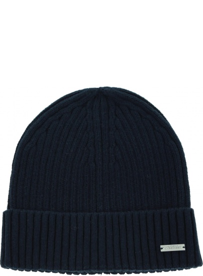 Granatowa Zimowa Czapka CALVIN KLEIN JEANS Basic Rib Beanie K50K505006 BAI