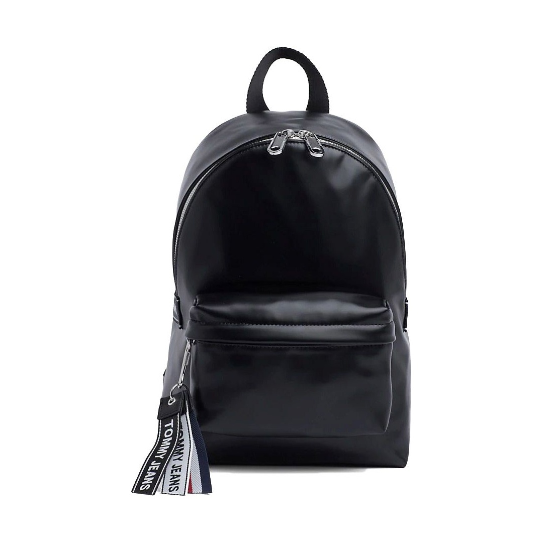 Czarny Plecak TOMMY HILFIGER Tjw Logo Tape Pu M Backpack AW0AW07068 002