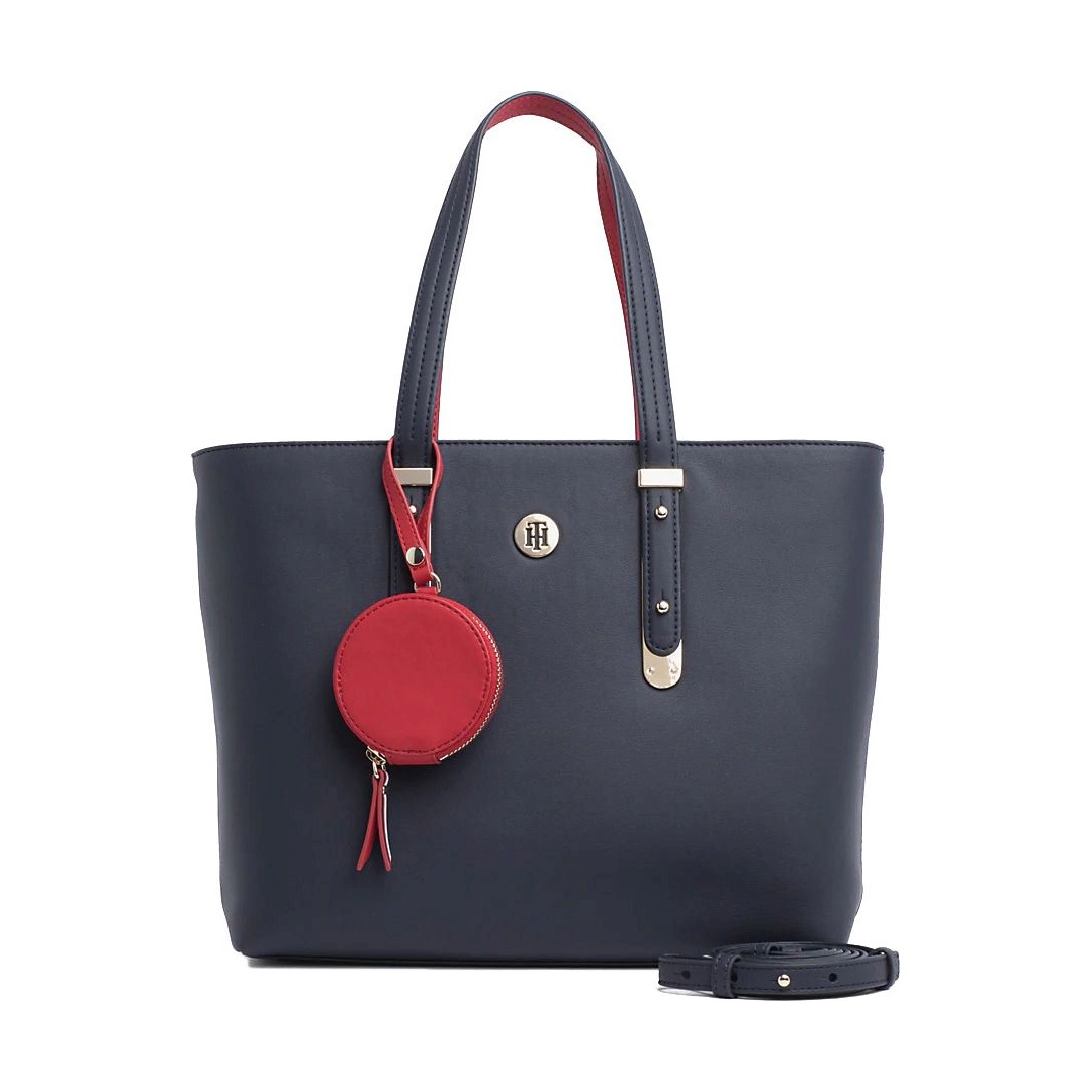 Granatowa Torebka TOMMY HILFIGER Modern Hardware Med. Tote AW0AW06918 413