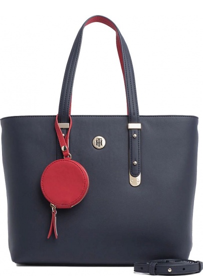 Granatowa Torebka TOMMY HILFIGER Modern Hardware Med. Tote AW0AW06918 413