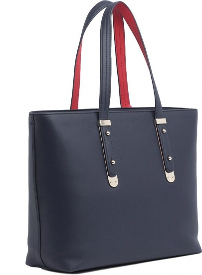Granatowa Torebka TOMMY HILFIGER Modern Hardware Med. Tote AW0AW06918 413