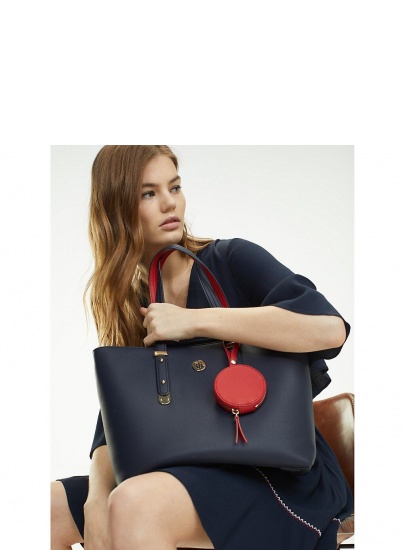 Granatowa Torebka TOMMY HILFIGER Modern Hardware Med. Tote AW0AW06918 413
