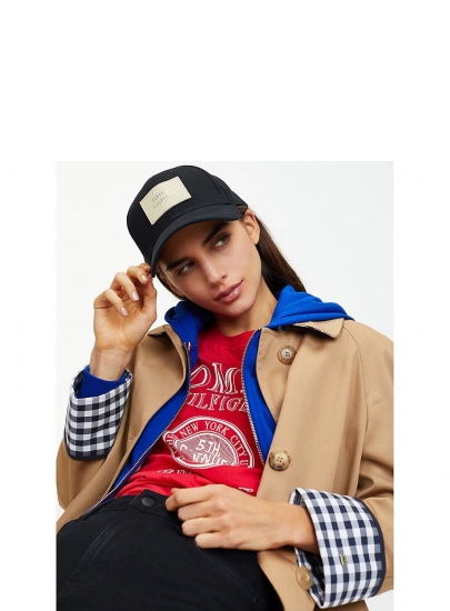 Czarna Czapka z Daszkiem TOMMY HILFIGER Patch Cap AW0AW06797 002