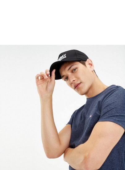 Czarna Czapka z Daszkiem TOMMY HILFIGER Tjm Logo Cap AM0AM04968 002