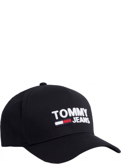 Czarna Czapka z Daszkiem TOMMY HILFIGER Tjm Logo Cap AM0AM04968 002