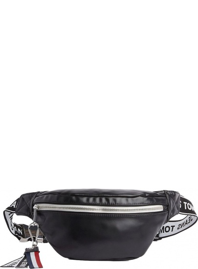 Czarna Saszetka Nerka TOMMY HILFIGER Tjw Logo Tape Pu Bum AW0AW07069 002