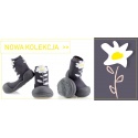 Granatowe Buciki Domowe ATTIPAS FLOWER GRAY