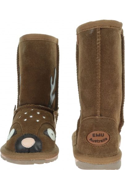 Brązowe KOZACZKI z sarenką Buty EMU AUSTRALIA Deer K12073 Chestnut