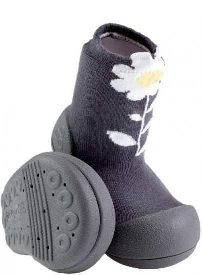 Granatowe Buciki Domowe ATTIPAS FLOWER GRAY