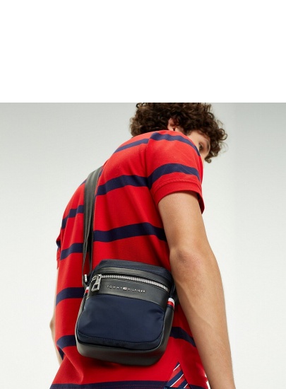 Granatowa Listonoszka Męska TOMMY HILFIGER Nylon Mix Mini Reporter