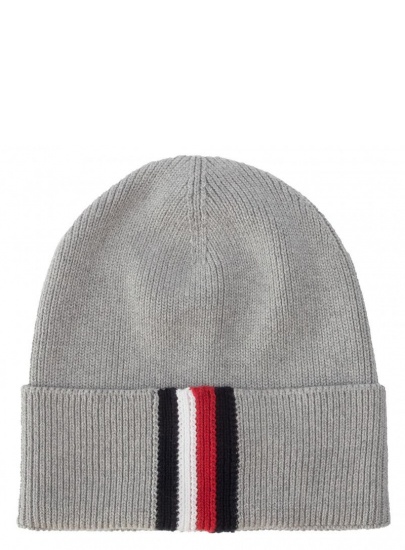 Szara Zimowa Czapka TOMMY HILFIGER Corporate Pima Cotton Beanie AM0AM04848