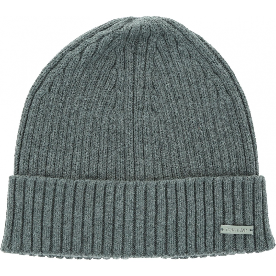 Szara Czapka Zimowa CALVIN KLEIN JEANS Basic Rib Beanie K50K505006 P01
