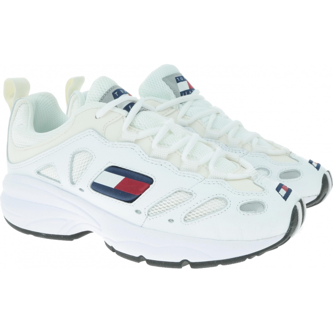 Białe Sneakersy Tommy Hilfiger Tommy Jeans Retro Sneaker EN0EN00584 100