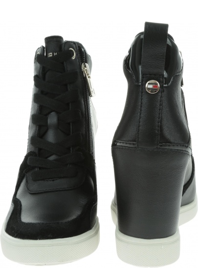 Czarne Sneakersy na Koturnie Tommy Hilfiger Dressy Sneaker Wedge