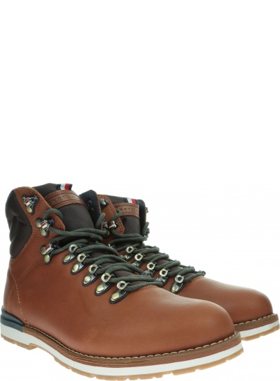 Trapery TOMMY HILFIGER Outdoor Hiking Lace Leather Bott FM0FM02416 Brandy