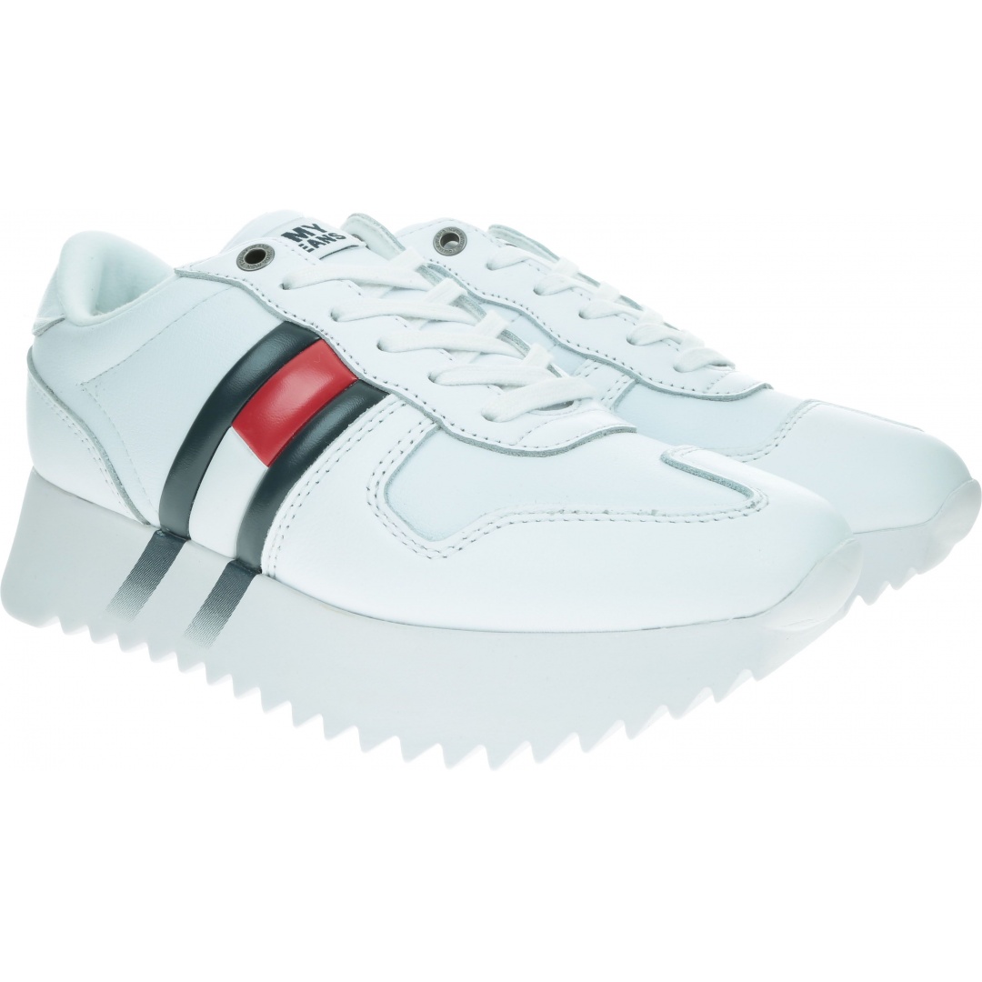 Białe Sneakersy TOMMY JEANS Corporate Sneaker EN0EN00695 White YBS
