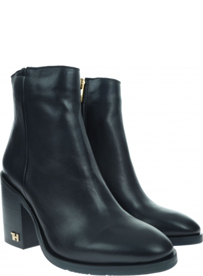 Granatowe Botki TOMMY HILFIGER Mono Color Heeled Boot FW0FW04279 Navy