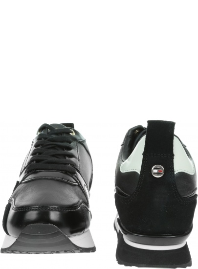 Czarne Sneakersy TOMMY HILFIGER Leather Wedge Sneaker FW0FW04420 990