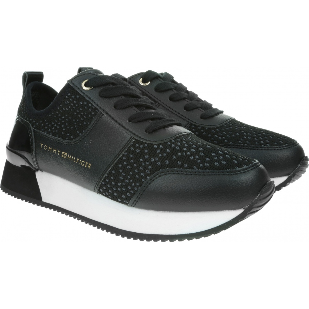 Czarne Sneakersy TOMMY HILFIGER City Iconic Knitted Sneaker FW0FW04306 990
