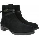Czarne Botki TOMMY HILFIGER Th Hardware Suede Flat Bootie FW0FW04281 990