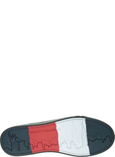 Czarne Trampki TOMMY HILFIGER Flag Detail Leather Sneaker High FM0FM02371