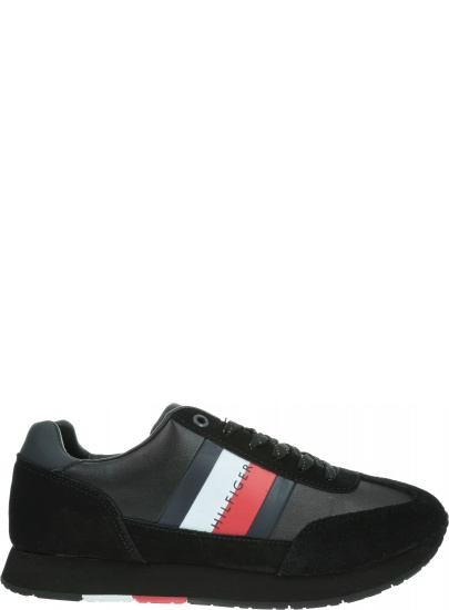 Czarne Sneakersy TOMMY HILFIGER Corporate Leather Flag Runner FM0FM02380