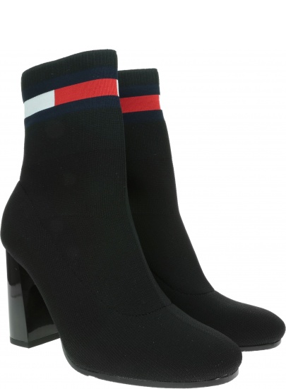 Czarne Botki TOMMY HILFIGER Sock Heeled Boot EN0EN00703 BDS
