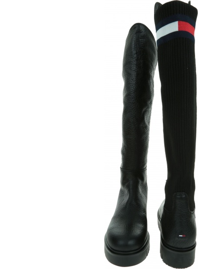 Czarne Kozaki TOMMY HILFIGER Flag Sock Tommy Jeans Boot EN0EN00661 990