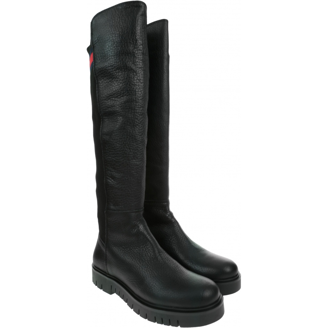 Czarne Kozaki TOMMY HILFIGER Flag Sock Tommy Jeans Boot EN0EN00661 990