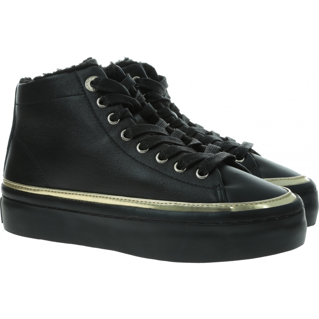 Czarne Sneakersy TOMMY HILFIGER Midcut Cosy Leather Sneaker FW0FW04536 BDS