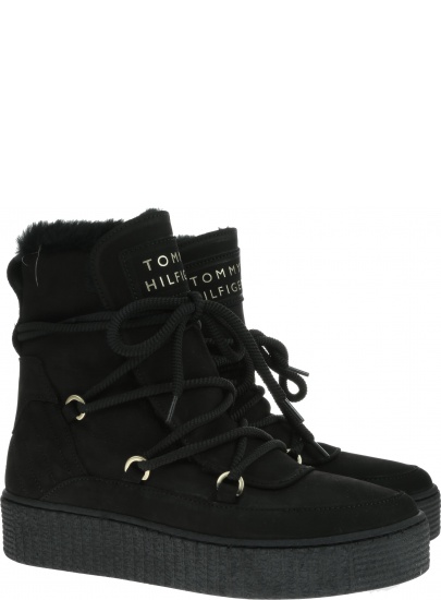 Czarne Botki TOMMY HILFIGER Cosy Bootie FW0FW04401 990