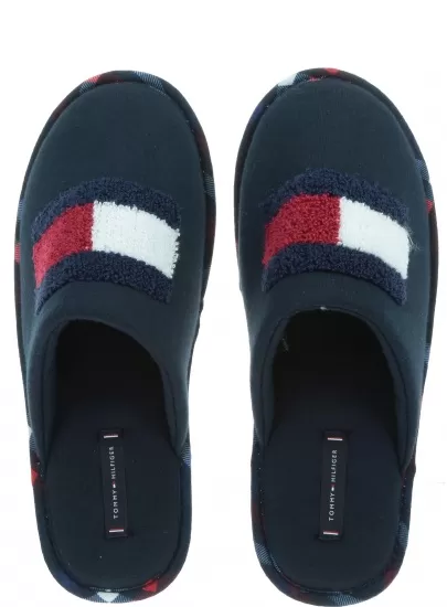 Granatowe Kapcie Domowe TOMMY HILFIGER Flag Badge Homeslipper FM0FM02357