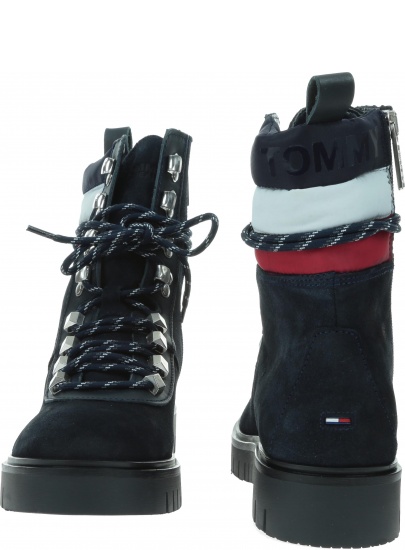 Granatowe Trapery Botki TOMMY HILFIGER Padded Nylon Lace Up Boot
