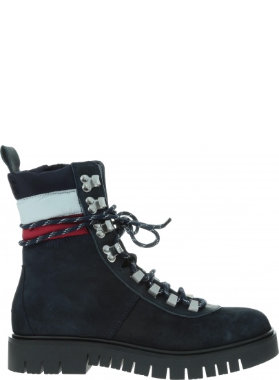 Granatowe Trapery Botki TOMMY HILFIGER Padded Nylon Lace Up Boot