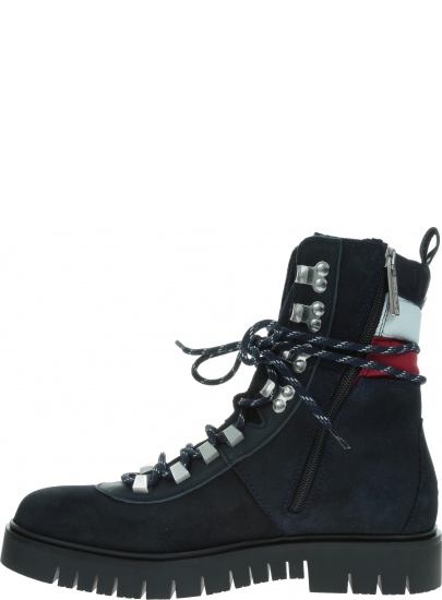 Granatowe Trapery Botki TOMMY HILFIGER Padded Nylon Lace Up Boot