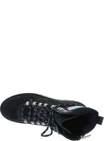 Granatowe Trapery Botki TOMMY HILFIGER Padded Nylon Lace Up Boot