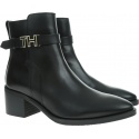 Czarne Botki TOMMY HILFIGER Th Hardware Leather Mid Bootie FW0FW04286 990