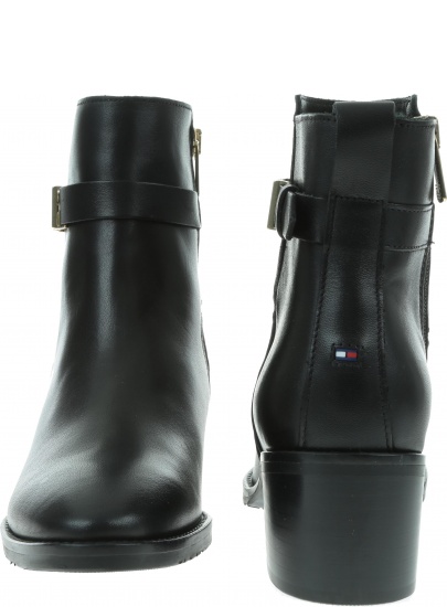 Czarne Botki TOMMY HILFIGER Th Hardware Leather Mid Bootie FW0FW04286 990