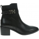 Czarne Botki TOMMY HILFIGER Th Hardware Leather Mid Bootie FW0FW04286 990