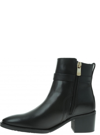 Czarne Botki TOMMY HILFIGER Th Hardware Leather Mid Bootie FW0FW04286 990