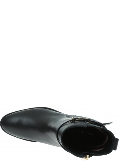 Czarne Botki TOMMY HILFIGER Th Hardware Leather Mid Bootie FW0FW04286 990
